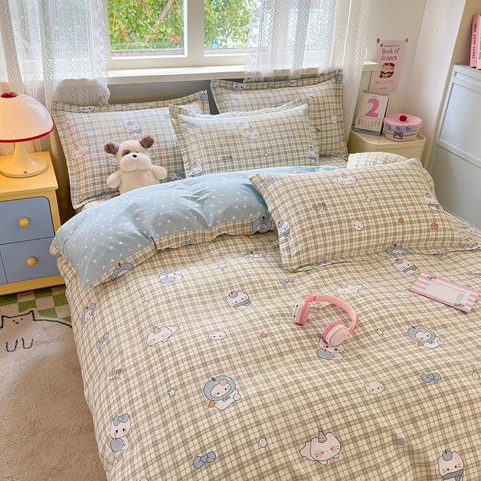 91家纺网 家纺一手货源 找家纺 拾物记 2026新款第一批12868A类新疆全棉单品被套系列（预留7-9厘米的缩水尺寸，加厚金属双拉链头、暗线四面锁边，四角全棉绑带） 元气小布