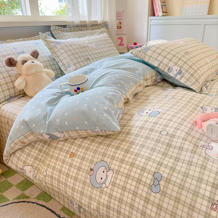 91家纺网 家纺一手货源 找家纺 拾物记 2026新款第一批12868A类新疆全棉单品被套系列（预留7-9厘米的缩水尺寸，加厚金属双拉链头、暗线四面锁边，四角全棉绑带） 元气小布