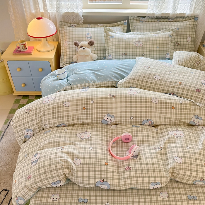 91家纺网 家纺一手货源 找家纺 拾物记 2026新款第一批12868A类新疆全棉单品被套系列（预留7-9厘米的缩水尺寸，加厚金属双拉链头、暗线四面锁边，四角全棉绑带） 元气小布