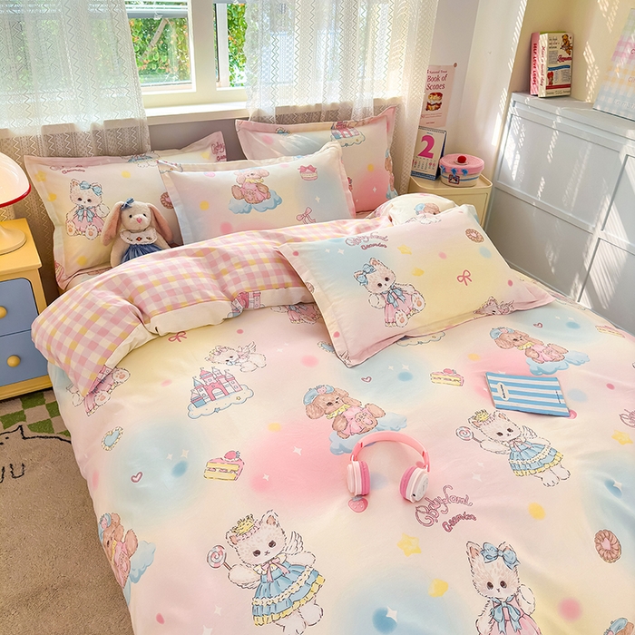 91家纺网 家纺一手货源 找家纺 拾物记 2026新款第一批12868A类新疆全棉单品被套系列（预留7-9厘米的缩水尺寸，加厚金属双拉链头、暗线四面锁边，四角全棉绑带） 云间甜梦