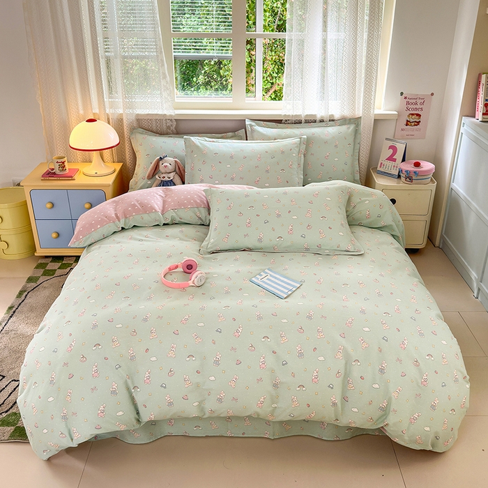 91家纺网 家纺一手货源 找家纺 （总）拾物记 2026新款第一批12868A类新疆全棉四件套（套件的被套预留7-9cm，90x200床笠高度15厘米，适合4-15厘米学生床垫使用，其他尺寸床笠高28cm 适合4-28厘米床垫使用，床