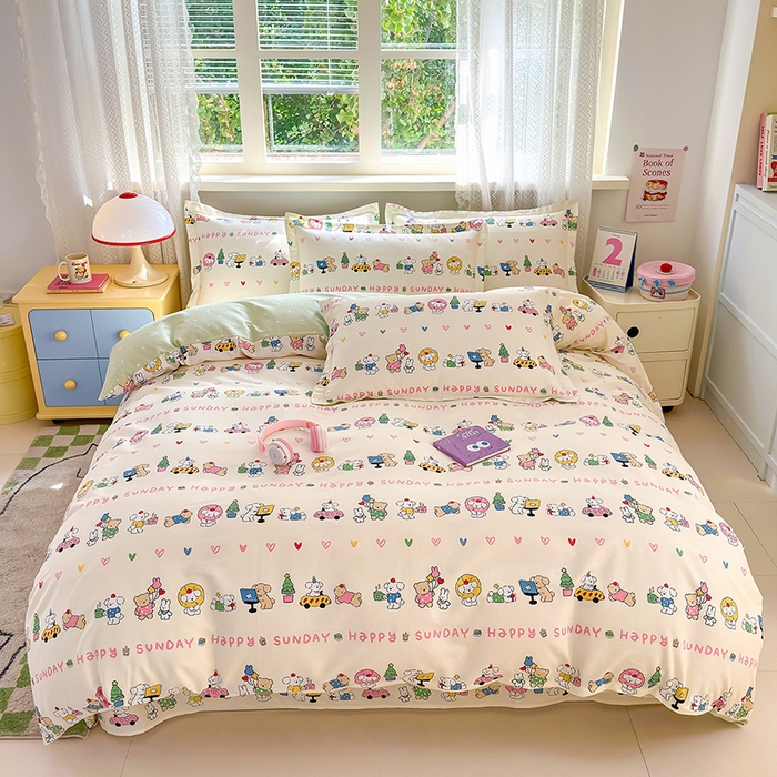 91家纺网 家纺一手货源 找家纺 （总）拾物记 2026新款第一批12868A类新疆全棉四件套（套件的被套预留7-9cm，90x200床笠高度15厘米，适合4-15厘米学生床垫使用，其他尺寸床笠高28cm 适合4-28厘米床垫使用，床