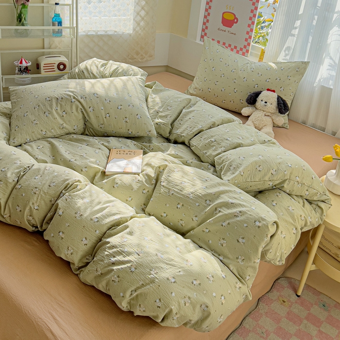 91家纺网 家纺一手货源 找家纺 （总）优选 2025新款加厚云感棉双层纱四件套小碎花被套床单床笠款学生三件套新款直播热款