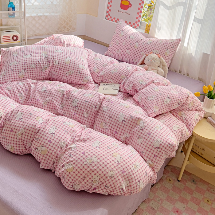 91家纺网 家纺一手货源 找家纺 （总）优选 2025新款加厚云感棉双层纱四件套小碎花被套床单床笠款学生三件套新款直播热款