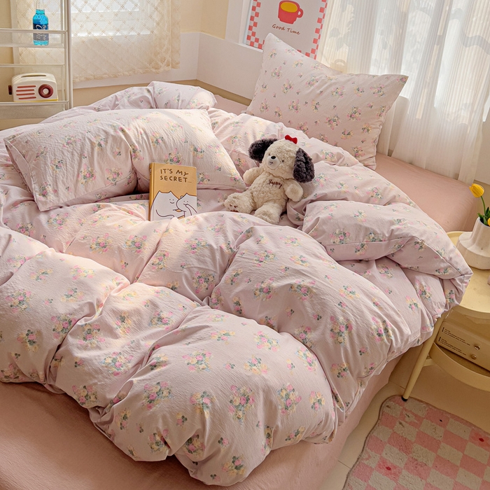 91家纺网 家纺一手货源 找家纺 （总）优选 2025新款加厚云感棉双层纱四件套小碎花被套床单床笠款学生三件套新款直播热款