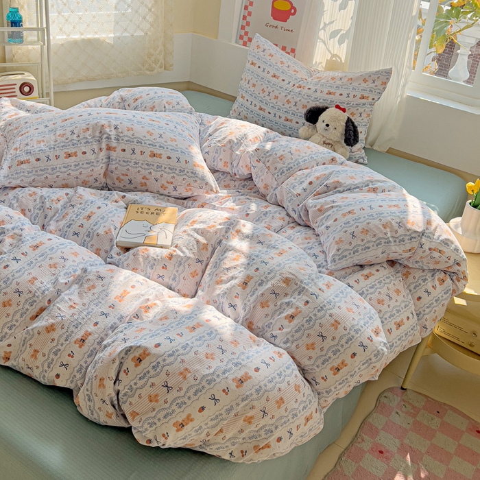 91家纺网 家纺一手货源 找家纺 （总）优选 2025新款加厚云感棉双层纱四件套小碎花被套床单床笠款学生三件套新款直播热款