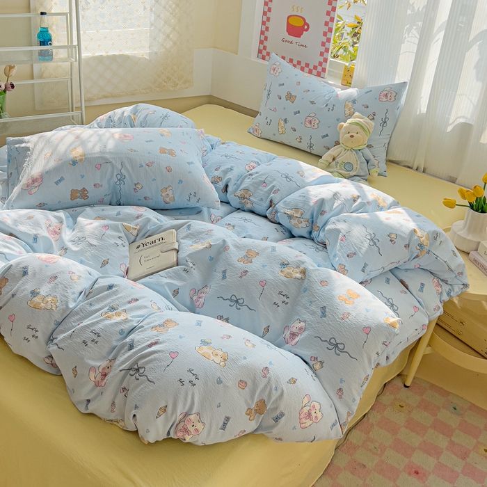 91家纺网 家纺一手货源 找家纺 （总）优选 2025新款加厚云感棉双层纱四件套小碎花被套床单床笠款学生三件套新款直播热款