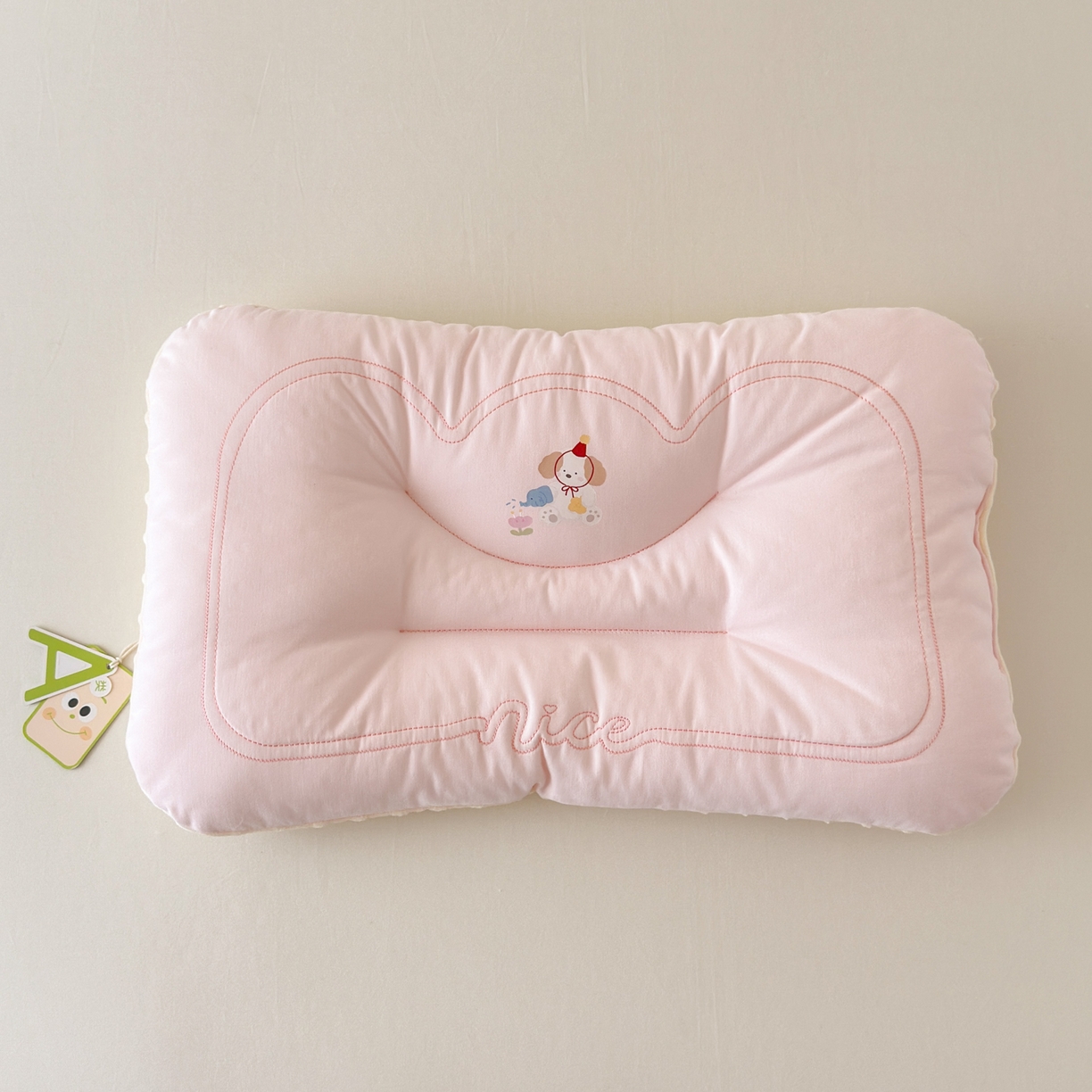 91家纺网 家纺一手货源 找家纺 北鸣有鱼枕芯馆 2025新款苹果狗系列100S全棉豆豆枕枕头枕芯 全棉小花园粉色-30x50cm