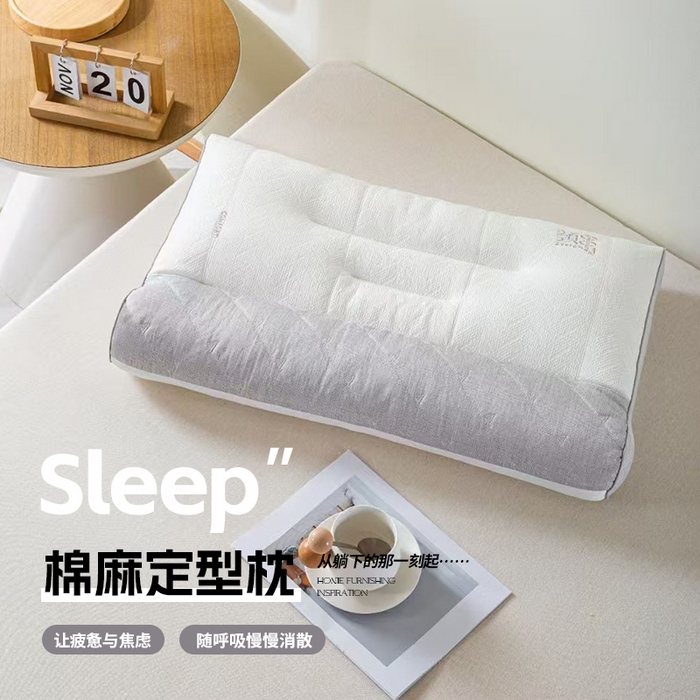 91家纺网 家纺一手货源 找家纺 （总）剑桥枕业 2025新款颈007棉麻羽丝定型枕芯 剑桥枕业新品促销款式枕头