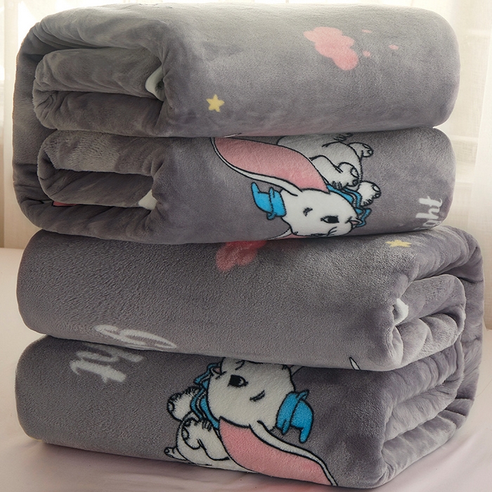 益利多 2026新款160克法莱绒毛毯水晶绒外贸跨境盖毯珊瑚绒可单个压缩 小飞象