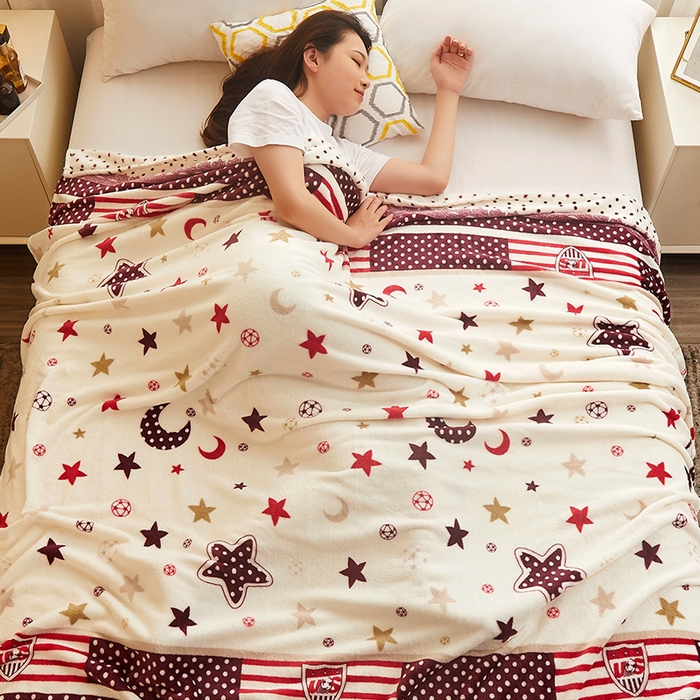 91家纺网 家纺一手货源 找家纺 益利多 2026新款160克法莱绒毛毯水晶绒外贸跨境盖毯珊瑚绒可单个压缩 星月时光