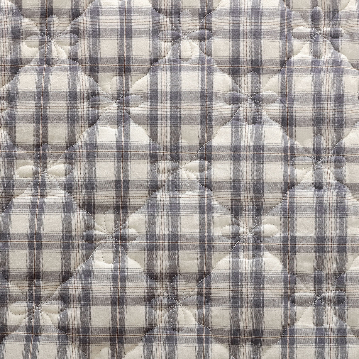 91家纺网 家纺一手货源 找家纺 益利多 2026新款全棉色织水洗棉夹棉绗缝床裙纯棉日式良品格子 尚彩灰