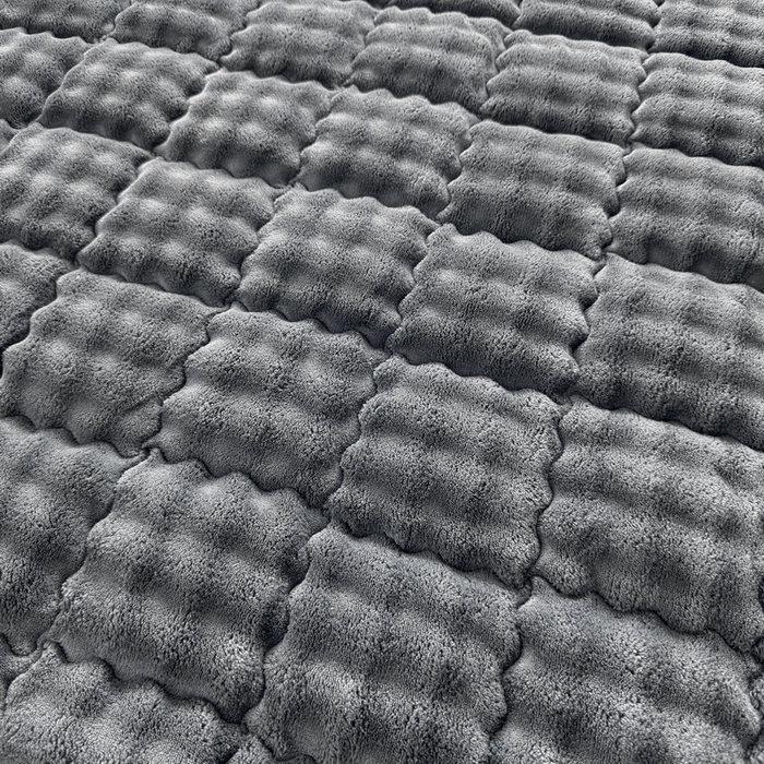 91家纺网 家纺一手货源 找家纺 奇丝雅 2025新款A类牛奶绒泡泡绒床褥床垫床盖兔毛绒家用学生宿舍上下铺寝室褥子软垫床护垫夹棉（大床）场景二 幻影灰