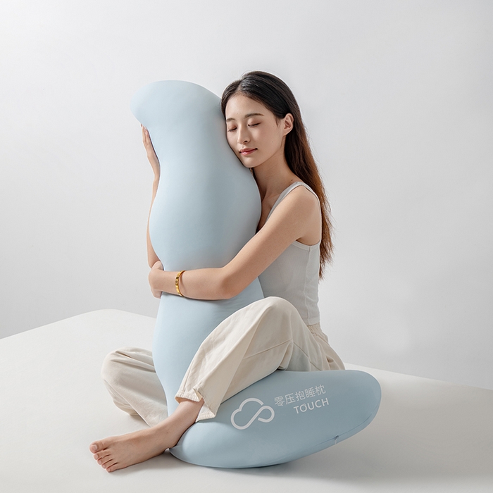 91家纺网 家纺一手货源 找家纺 小米枕芯 2025新款凉感海马睡抱枕侧睡长靠枕夹腿枕 蓝色