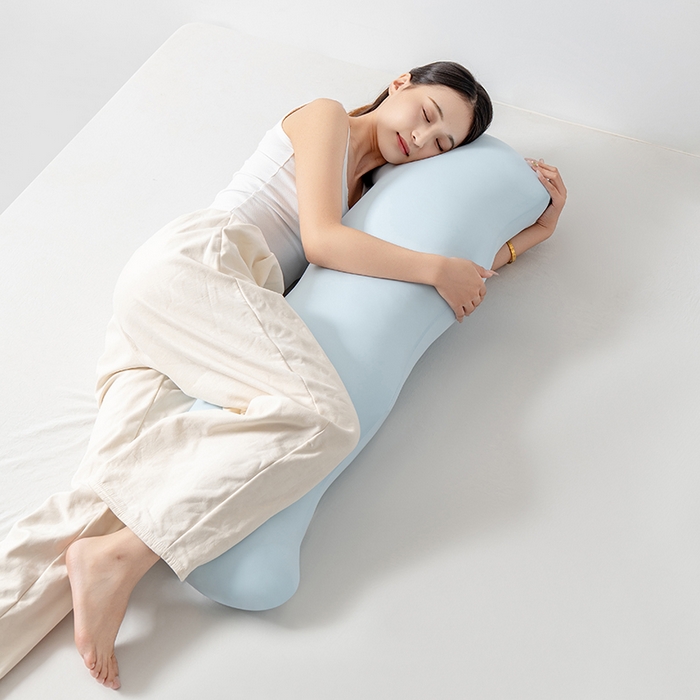 91家纺网 家纺一手货源 找家纺 小米枕芯 2025新款凉感海马睡抱枕侧睡长靠枕夹腿枕 蓝色