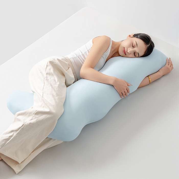 91家纺网 家纺一手货源 找家纺 小米枕芯 2025新款凉感海马睡抱枕侧睡长靠枕夹腿枕 蓝色