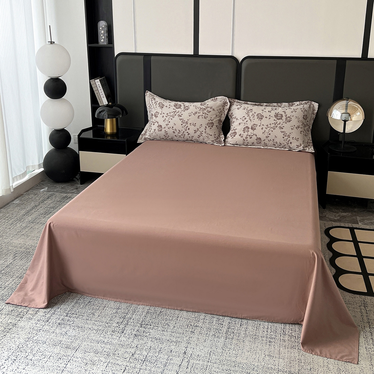 91家纺网 家纺一手货源 找家纺 锦彩家居 2025新款A类60支全棉色织提花四件套-复古风系列 屋顶花园-豆沙