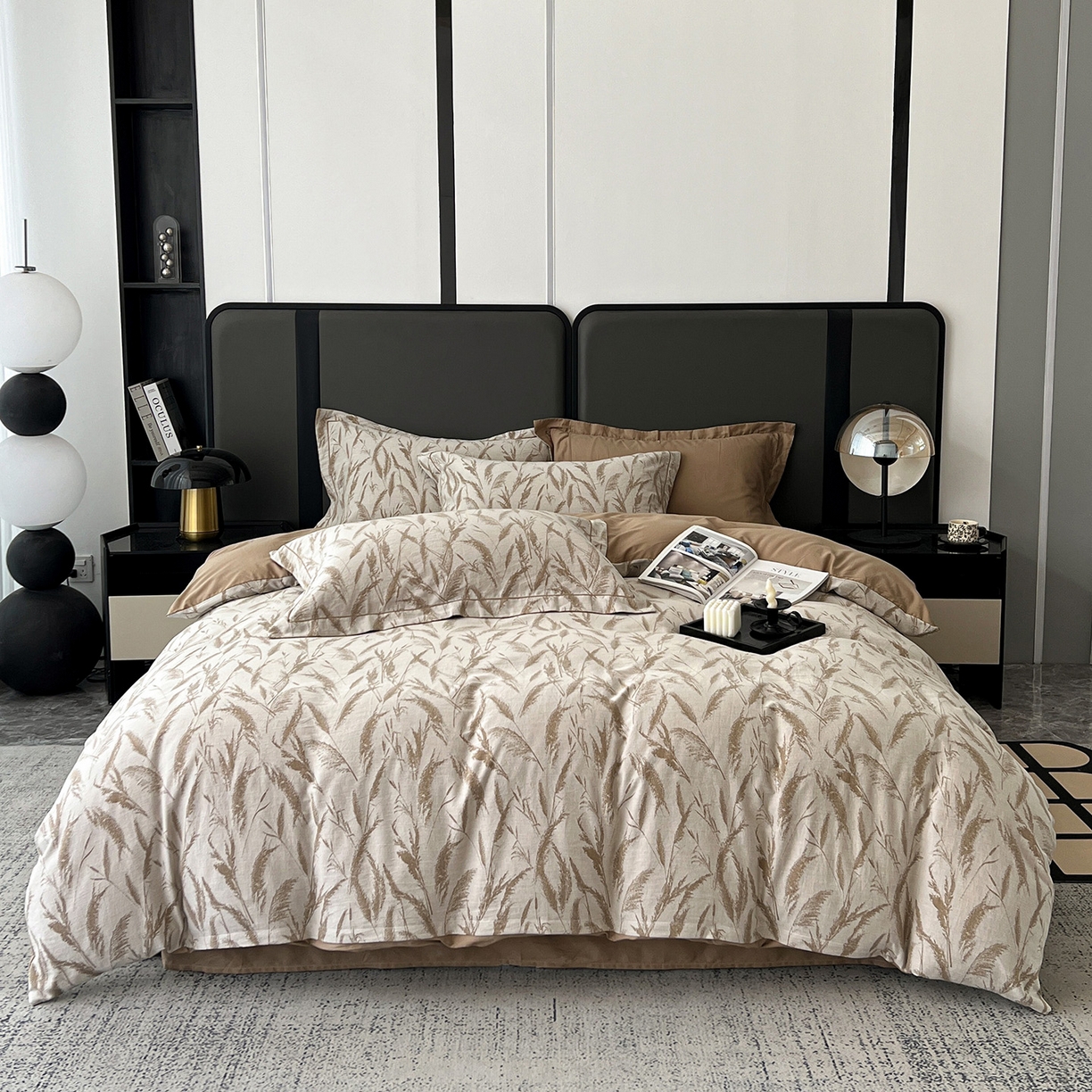 91家纺网 家纺一手货源 找家纺 （总）锦彩家居 2025新款A类60支全棉色织提花四件套-复古风系列