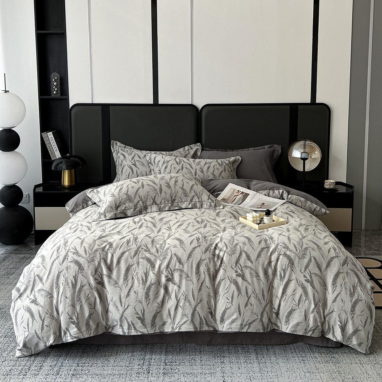 91家纺网 家纺一手货源 找家纺 （总）锦彩家居 2025新款A类60支全棉色织提花四件套-复古风系列