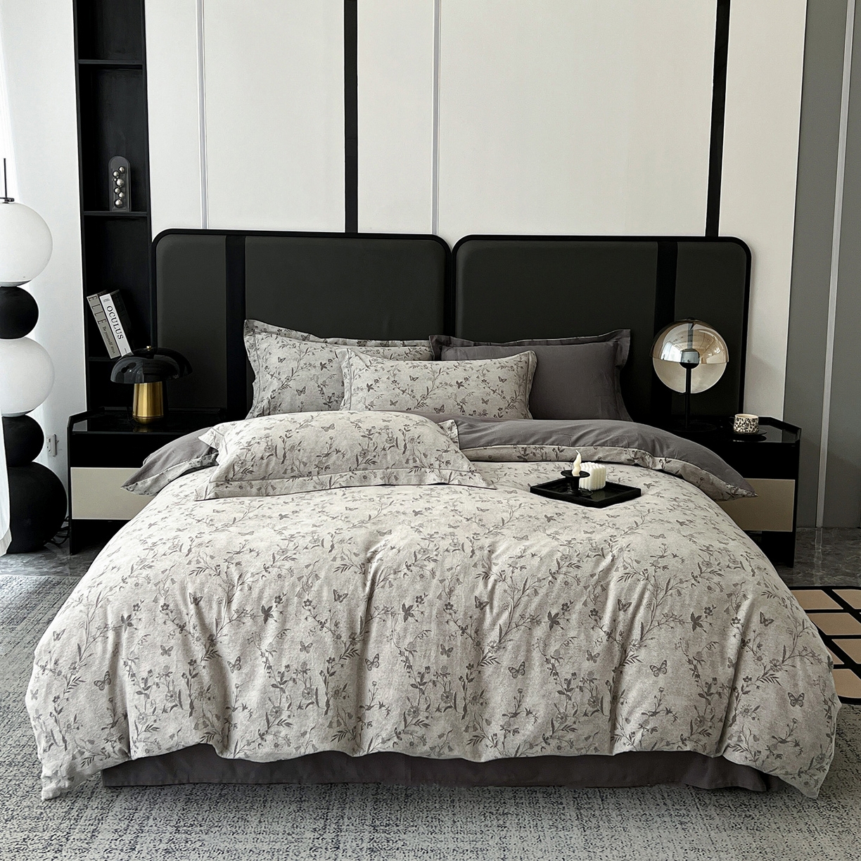 91家纺网 家纺一手货源 找家纺 （总）锦彩家居 2025新款A类60支全棉色织提花四件套-复古风系列