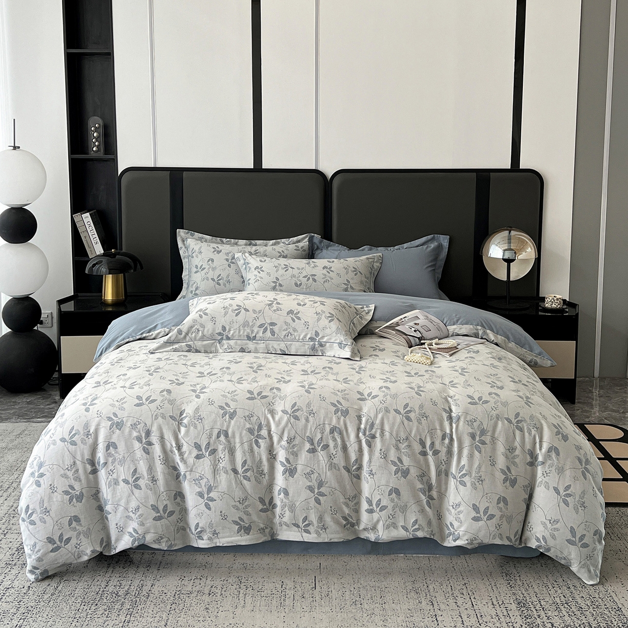 91家纺网 家纺一手货源 找家纺 （总）锦彩家居 2025新款A类60支全棉色织提花四件套-复古风系列