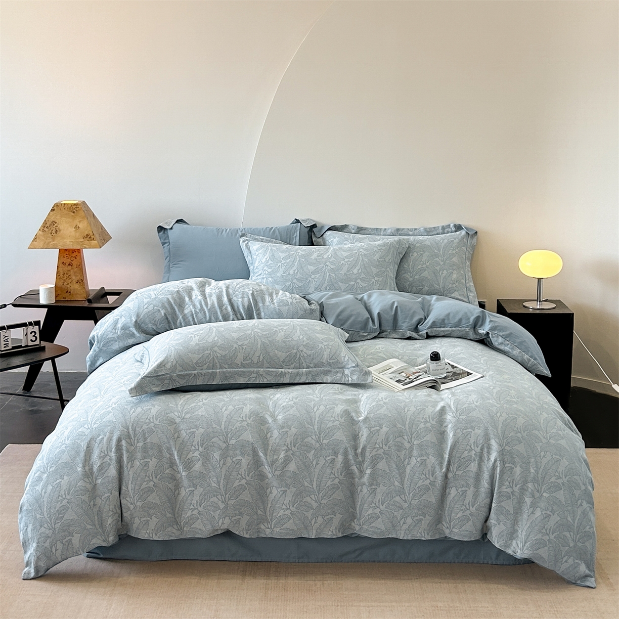 91家纺网 家纺一手货源 找家纺 （总）锦彩家居 2025新款A类60支全棉色织提花四件套-复古风系列