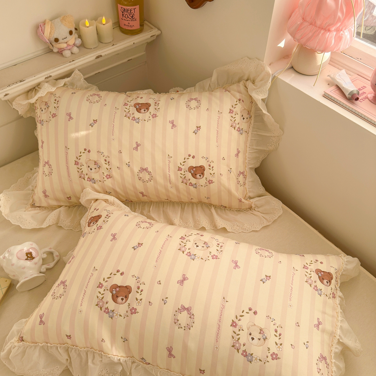 91家纺网 家纺一手货源 找家纺 锦彩家居 2026新款全棉数码印花卡通花边款三件套四件套INS小红书博主风（提供买家秀） 云朵小熊