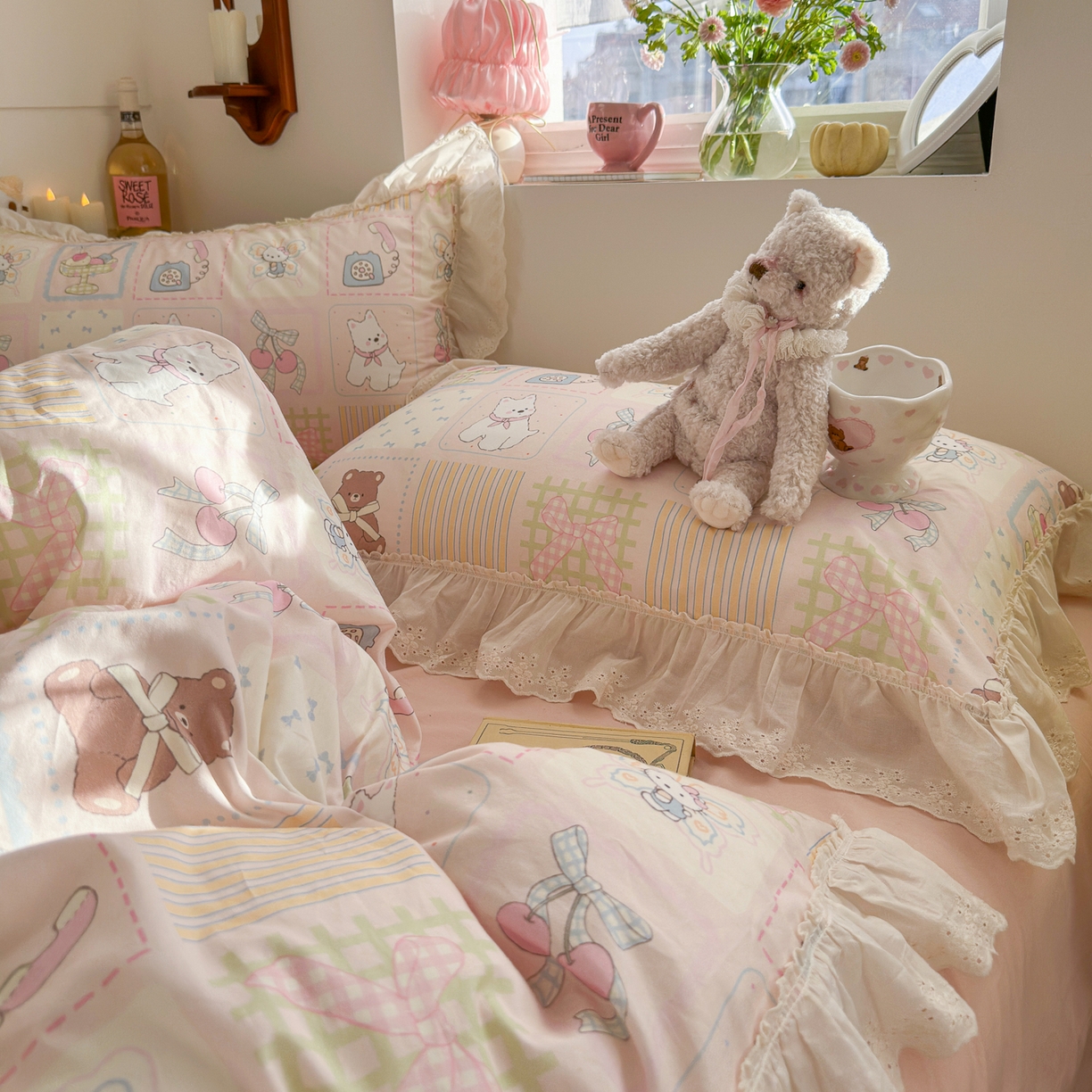 91家纺网 家纺一手货源 找家纺 （总）锦彩家居 2026新款全棉数码印花卡通花边款三件套四件套INS小红书博主风（提供买家秀）