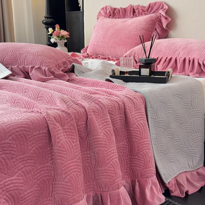 91家纺网 家纺一手货源 找家纺 爱彼家纺 2025冬季新款水晶宝宝绒单床盖床盖单件家用保暖床盖毛毯 宝宝绒床盖-豆沙