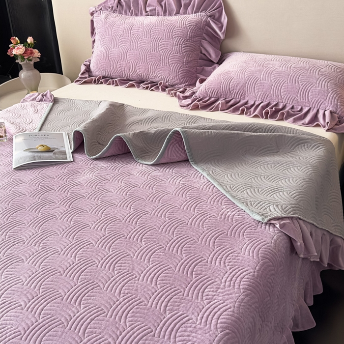 91家纺网 家纺一手货源 找家纺 爱彼家纺 2025冬季新款水晶宝宝绒单床盖床盖单件家用保暖床盖毛毯 宝宝绒床盖-浅紫