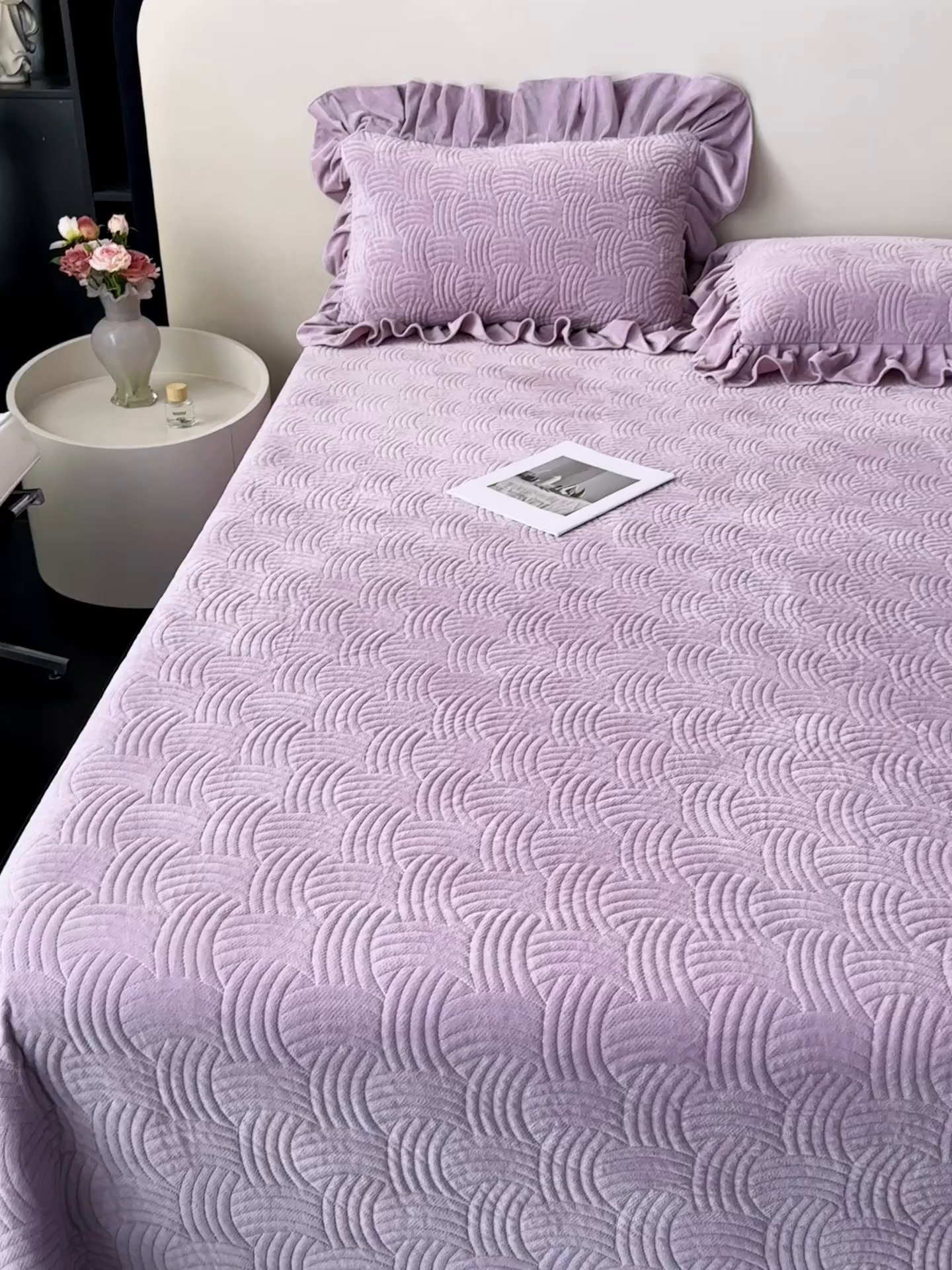 91家纺网 家纺一手货源 找家纺 爱彼家纺 2025冬季新款水晶宝宝绒单床盖床盖单件家用保暖床盖毛毯 宝宝绒床盖-浅紫