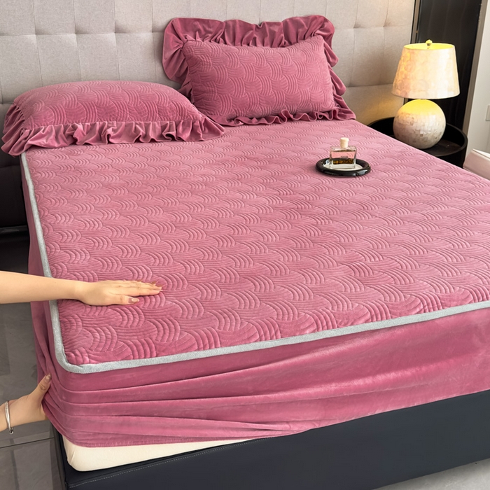 91家纺网 家纺一手货源 找家纺 爱彼家纺 2025冬季新款水晶宝宝绒床笠单品床笠床笠单件床笠三件套 宝宝绒床笠-豆沙