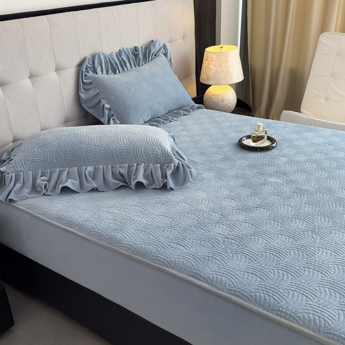 91家纺网 家纺一手货源 找家纺 爱彼家纺 2025冬季新款水晶宝宝绒床笠单品床笠床笠单件床笠三件套 宝宝绒床笠-浅兰