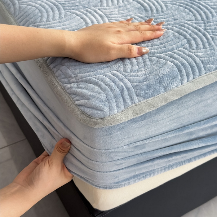 91家纺网 家纺一手货源 找家纺 爱彼家纺 2025冬季新款水晶宝宝绒床笠单品床笠床笠单件床笠三件套 宝宝绒床笠-浅兰