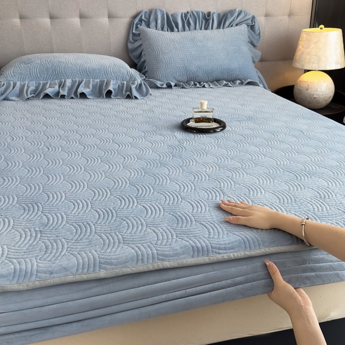 91家纺网 家纺一手货源 找家纺 爱彼家纺 2025冬季新款水晶宝宝绒床笠单品床笠床笠单件床笠三件套 宝宝绒床笠-浅兰