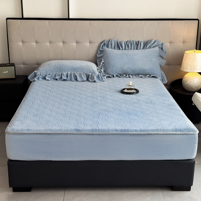 91家纺网 家纺一手货源 找家纺 爱彼家纺 2025冬季新款水晶宝宝绒床笠单品床笠床笠单件床笠三件套 宝宝绒床笠-浅兰