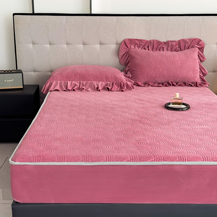 91家纺网 家纺一手货源 找家纺 爱彼家纺 2025冬季新款水晶宝宝绒床笠单品床笠床笠单件床笠三件套 宝宝绒床笠-豆沙