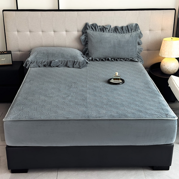 91家纺网 家纺一手货源 找家纺 爱彼家纺 2025冬季新款水晶宝宝绒床笠单品床笠床笠单件床笠三件套 宝宝绒床笠-浅灰