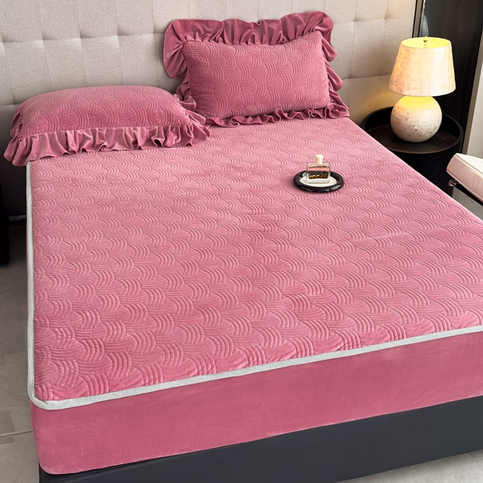 91家纺网 家纺一手货源 找家纺 爱彼家纺 2025冬季新款水晶宝宝绒床笠单品床笠床笠单件床笠三件套 宝宝绒床笠-豆沙