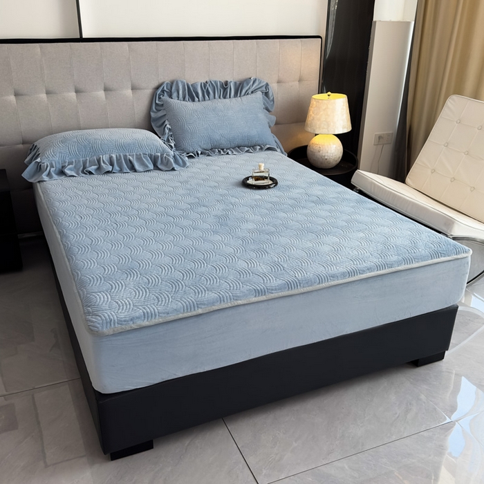 91家纺网 家纺一手货源 找家纺 爱彼家纺 2025冬季新款水晶宝宝绒床笠单品床笠床笠单件床笠三件套 宝宝绒床笠-浅兰