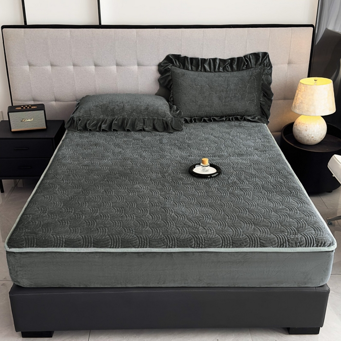 91家纺网 家纺一手货源 找家纺 爱彼家纺 2025冬季新款水晶宝宝绒床笠单品床笠床笠单件床笠三件套 宝宝绒床笠-深灰