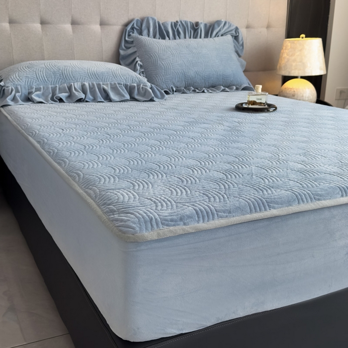 91家纺网 家纺一手货源 找家纺 爱彼家纺 2025冬季新款水晶宝宝绒床笠单品床笠床笠单件床笠三件套 宝宝绒床笠-浅兰