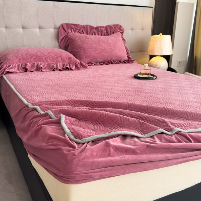 91家纺网 家纺一手货源 找家纺 爱彼家纺 2025冬季新款水晶宝宝绒床笠单品床笠床笠单件床笠三件套 宝宝绒床笠-豆沙