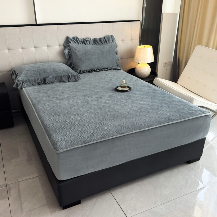 91家纺网 家纺一手货源 找家纺 爱彼家纺 2025冬季新款水晶宝宝绒床笠单品床笠床笠单件床笠三件套 宝宝绒床笠-浅灰