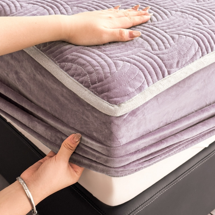 91家纺网 家纺一手货源 找家纺 爱彼家纺 2025冬季新款水晶宝宝绒床笠单品床笠床笠单件床笠三件套 宝宝绒床笠-浅紫