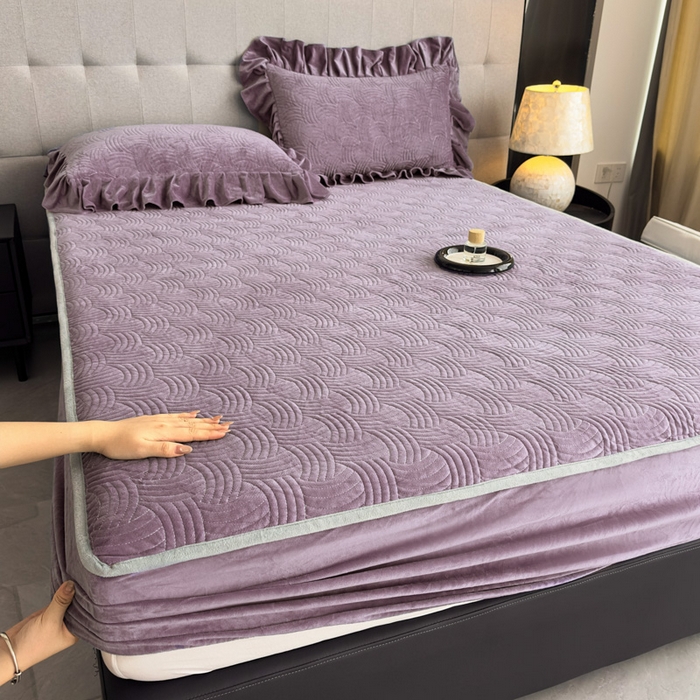 91家纺网 家纺一手货源 找家纺 爱彼家纺 2025冬季新款水晶宝宝绒床笠单品床笠床笠单件床笠三件套 宝宝绒床笠-浅紫