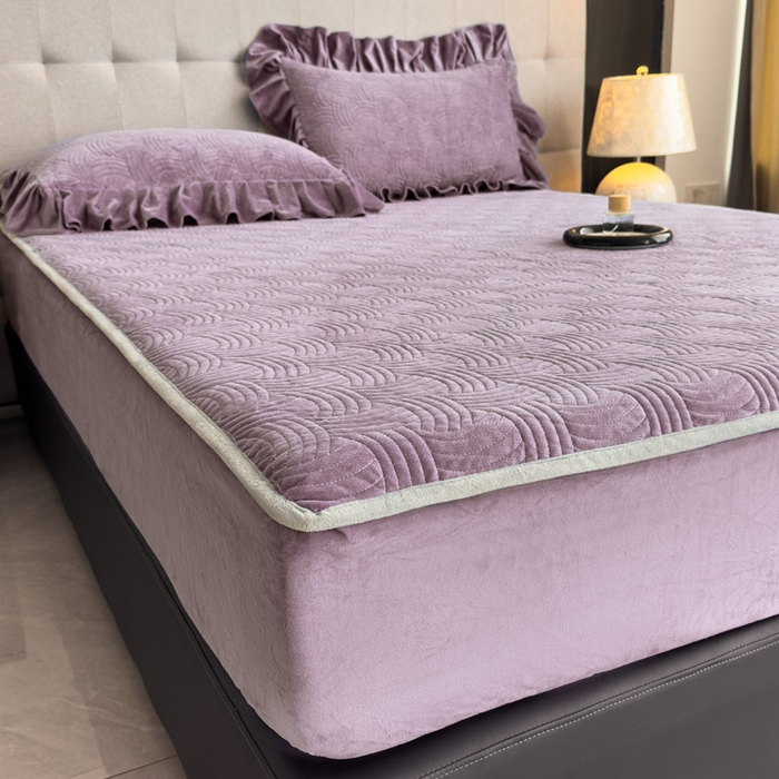 91家纺网 家纺一手货源 找家纺 爱彼家纺 2025冬季新款水晶宝宝绒床笠单品床笠床笠单件床笠三件套 宝宝绒床笠-浅紫