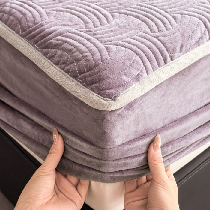 91家纺网 家纺一手货源 找家纺 爱彼家纺 2025冬季新款水晶宝宝绒床笠单品床笠床笠单件床笠三件套 宝宝绒床笠-浅紫