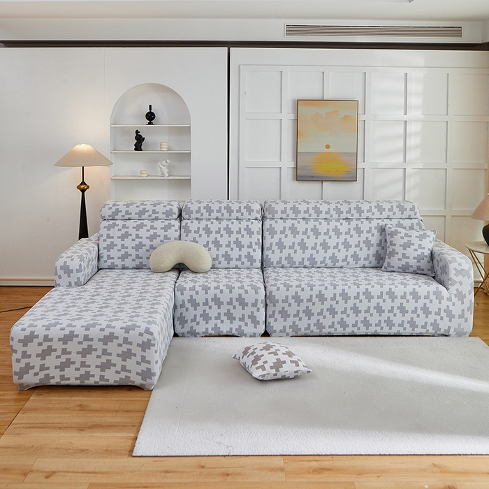 91家纺网 家纺一手货源 找家纺 丝绮鹿 2025新款仿麻雪尼尔系列沙发套（素栩）-贵妃图 银河灰