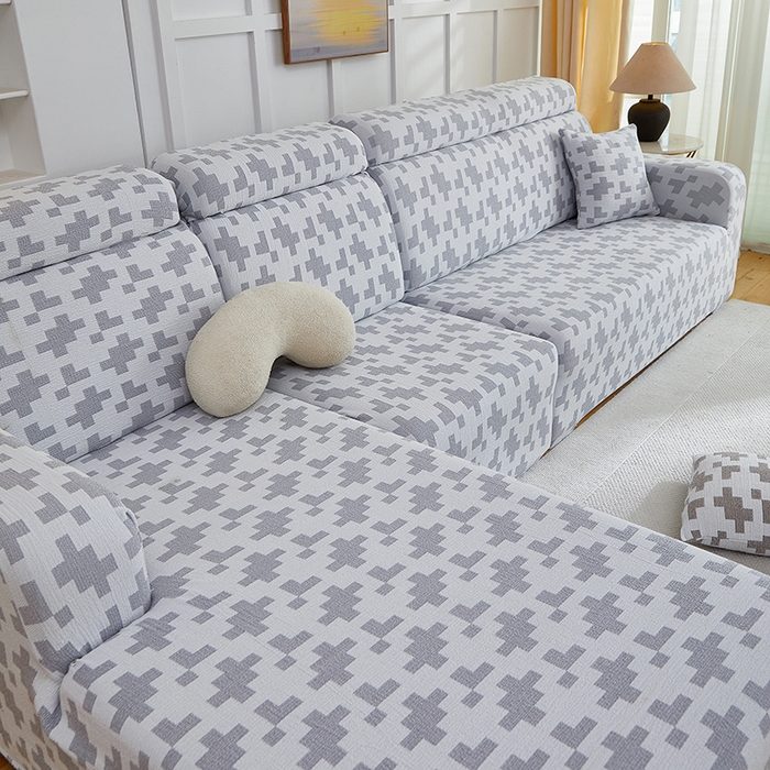 91家纺网 家纺一手货源 找家纺 丝绮鹿 2025新款仿麻雪尼尔系列沙发套（素栩）-贵妃图 银河灰